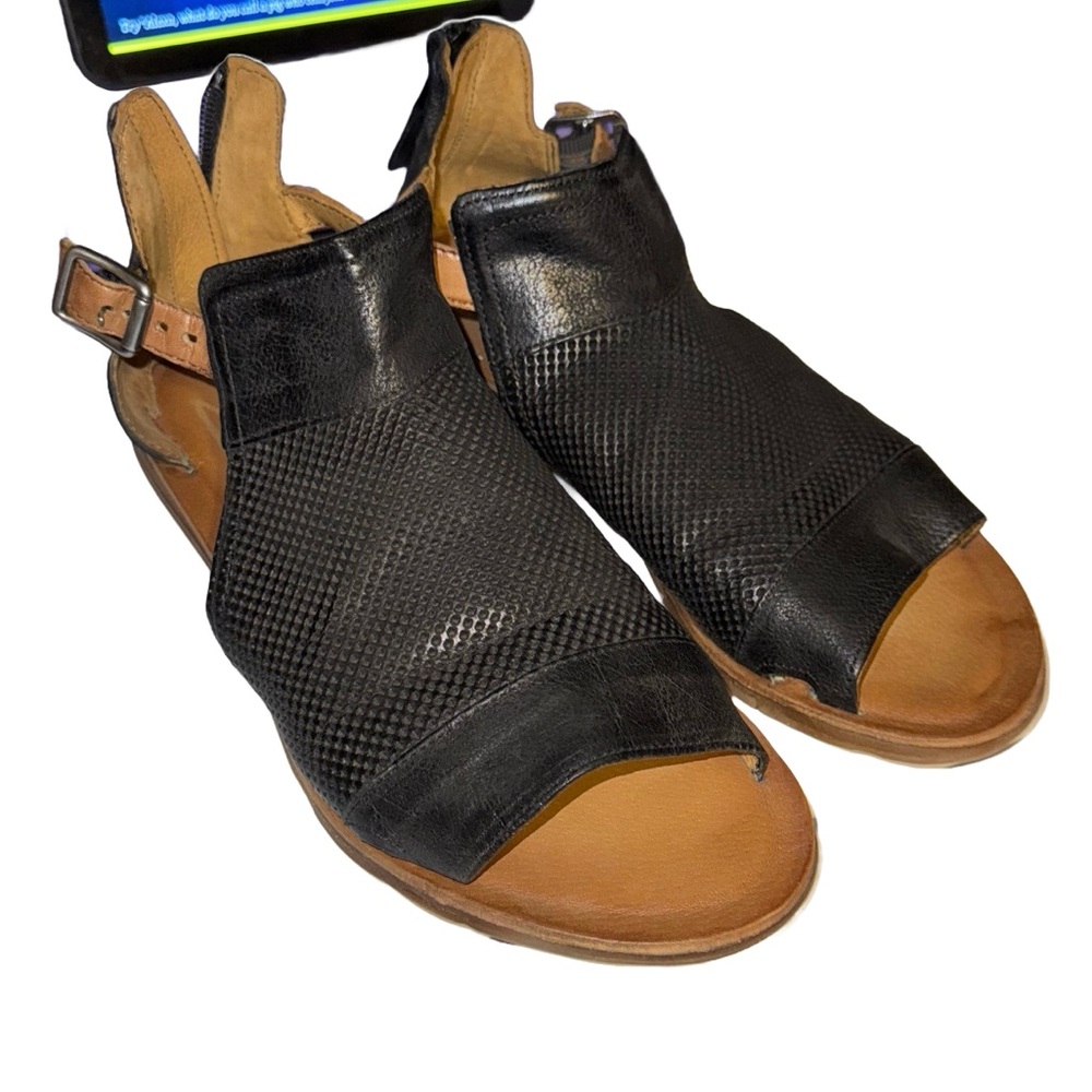 Miz Mooz Black and Brown Leather Sandals